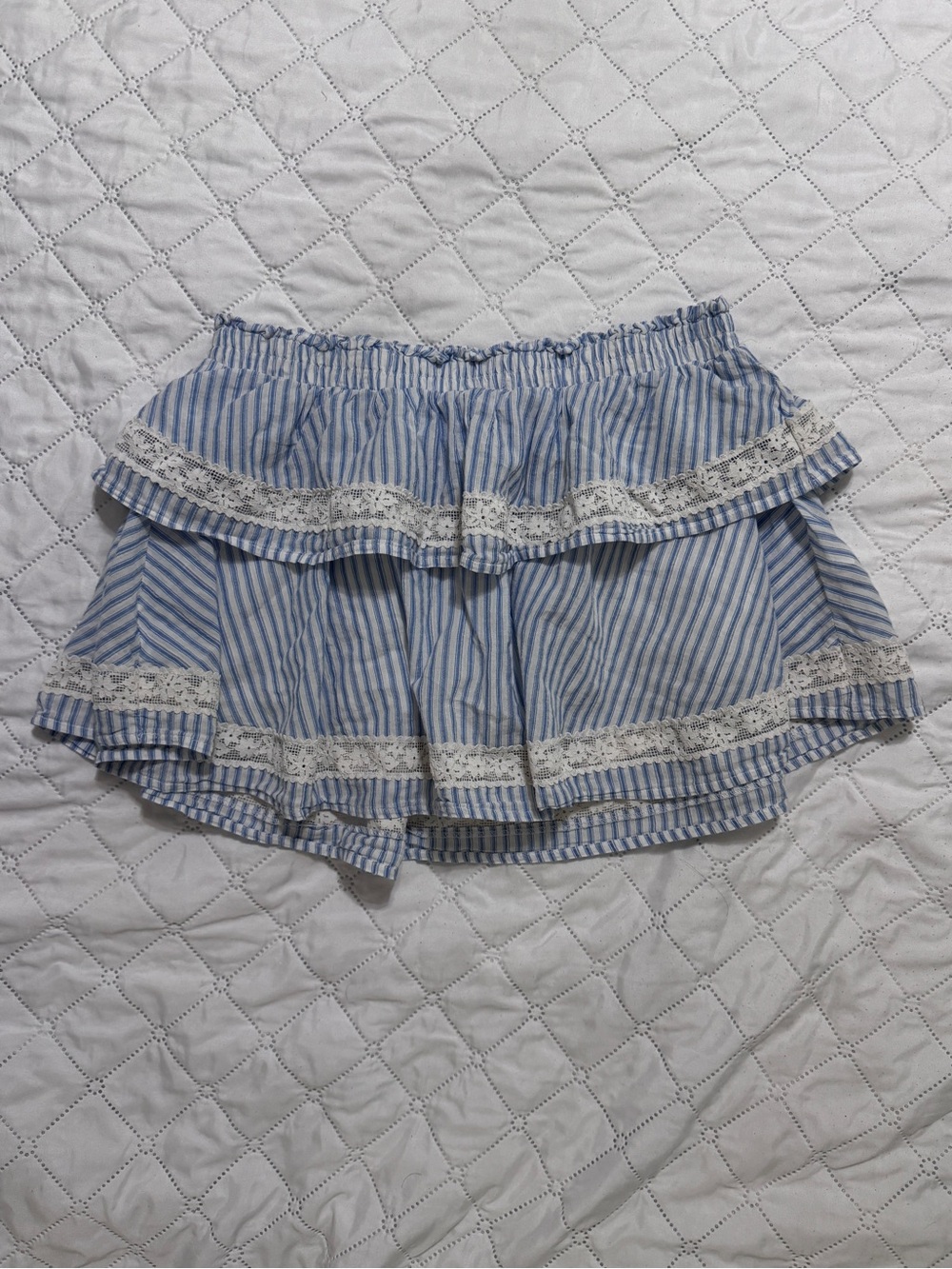 wild fable Blue and White Striped Lace-Trim Skort